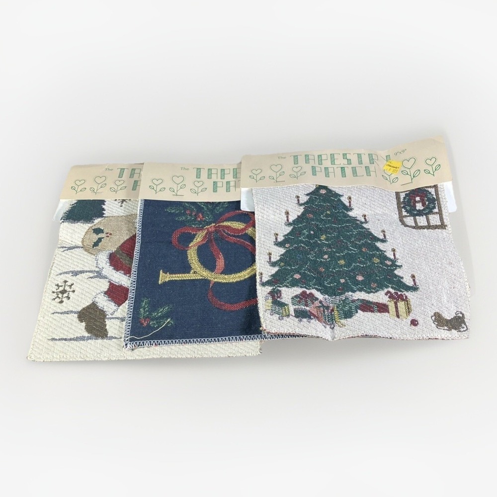 Lot 3 New 9x9 Tapestry fabric Patch Pillow Wall Hanging‎ Tote Christmas Holiday